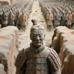 Inside the Xi'an Terracotta Army Caves, rows upon rows of terracotta warriors stand in orderly formation.