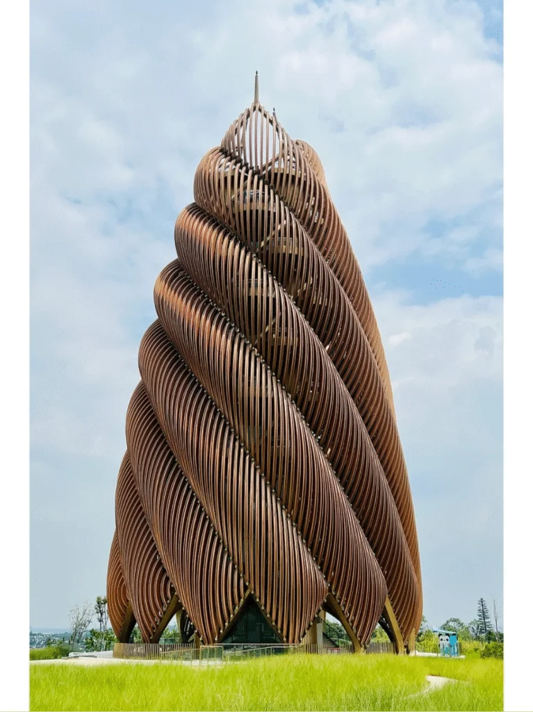 Discover the Sichuan Giant Panda Base 9 Front view of the Panda Tower